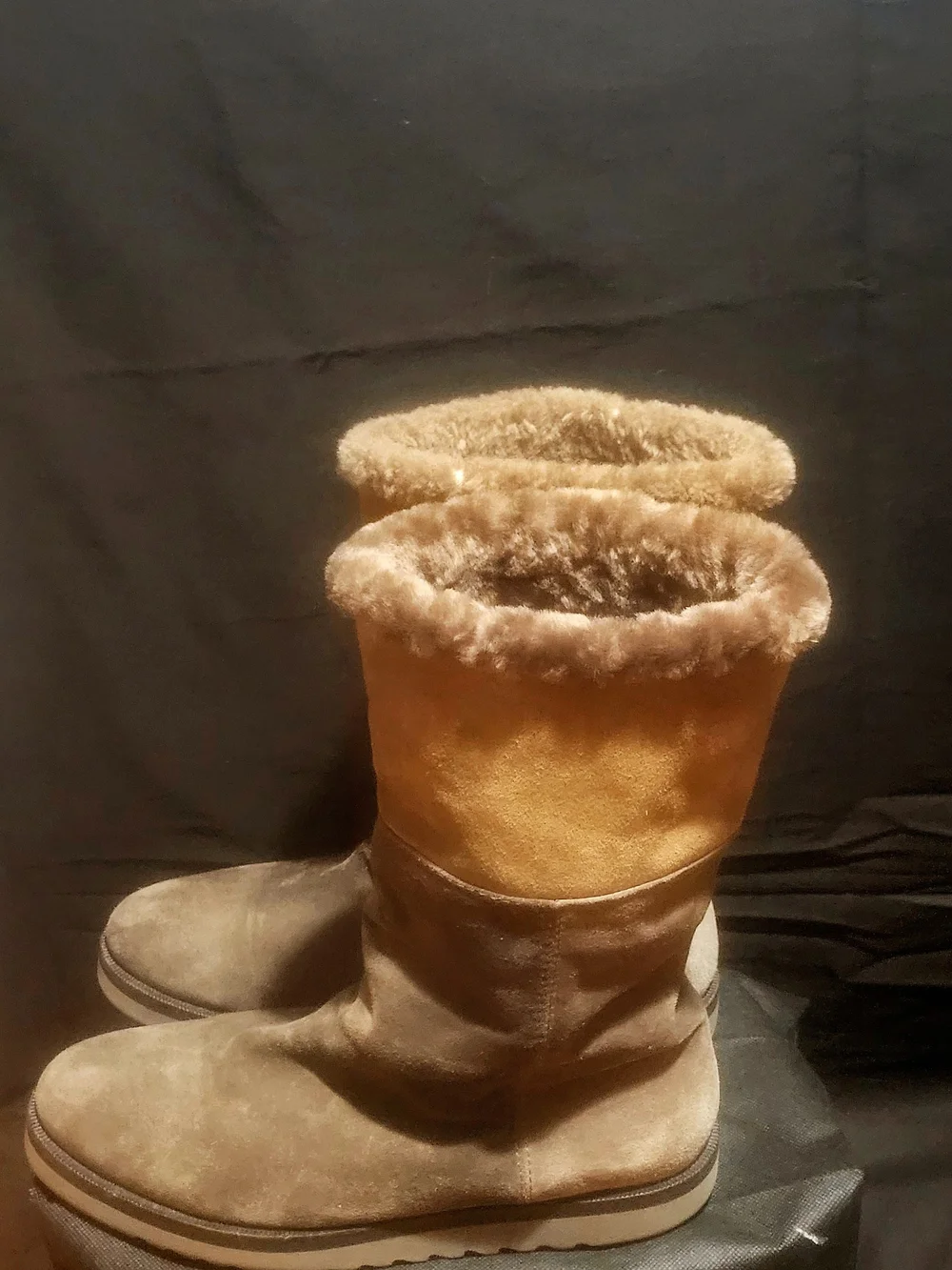 Aquatalia Boots Suede Mid Calf Faux Fur Lined Size 10